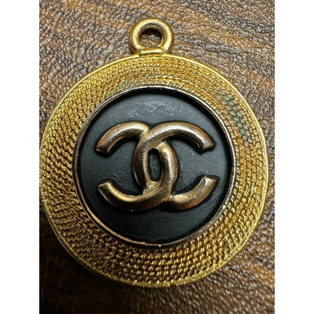 Vintage Chanel Coco Mark Gold Plated Circle Pendant with COA